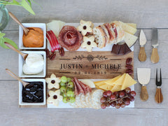 Personalized Marble and Acacia Charcuterie Board set