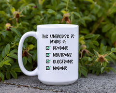 The World is made of Protons, Neurons, Electrons, and Morons! Funny Nerd sarcasm coffee mug, Funny Science Mug, Nerdy Geeky Funny mug gift