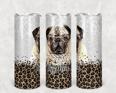 Personalized German Shepard and Leopard Skinny Tumbler 20 oz, Lab lover, German Shepard lover, Pug Love French Bulldog lover gift,