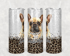 Personalized German Shepard and Leopard Skinny Tumbler 20 oz, Lab lover, German Shepard lover, Pug Love French Bulldog lover gift,