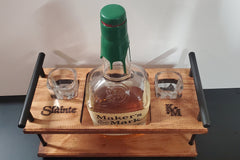 Whiskey, Bourbon Caddy with 2 shot glasses, Wedding Gift for Bourbon Lover, Groomsman, Personalized Whiskey lover gift,Birthday gift for Him