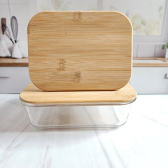 personalized glass storage container with bamboo lid, candy dish, dice storage
