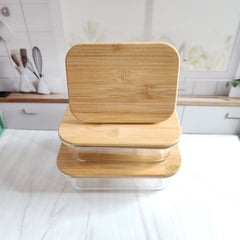 personalized glass storage container with bamboo lid, candy dish, dice storage