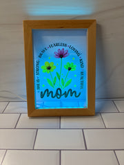 She Is Mom LED Light Frame | UV Printed Illuminated Sign | Handmade Mother's Day Gift