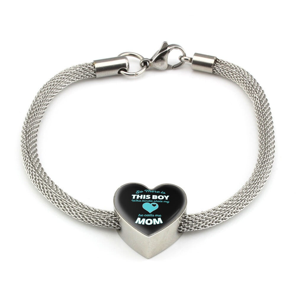 There's This Boy Who Stole my Heart he Calls me Mom Bracelet Engraved For new moms gift for expecting mothers from Husband Mothers Day