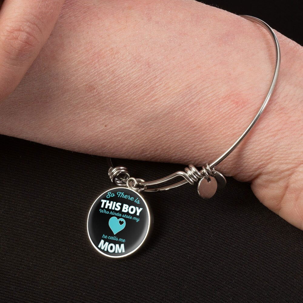There's This Boy Who Stole my Heart he Calls me Mom Bracelet Engraved For new moms gift for expecting mothers from Husband Mothers Day