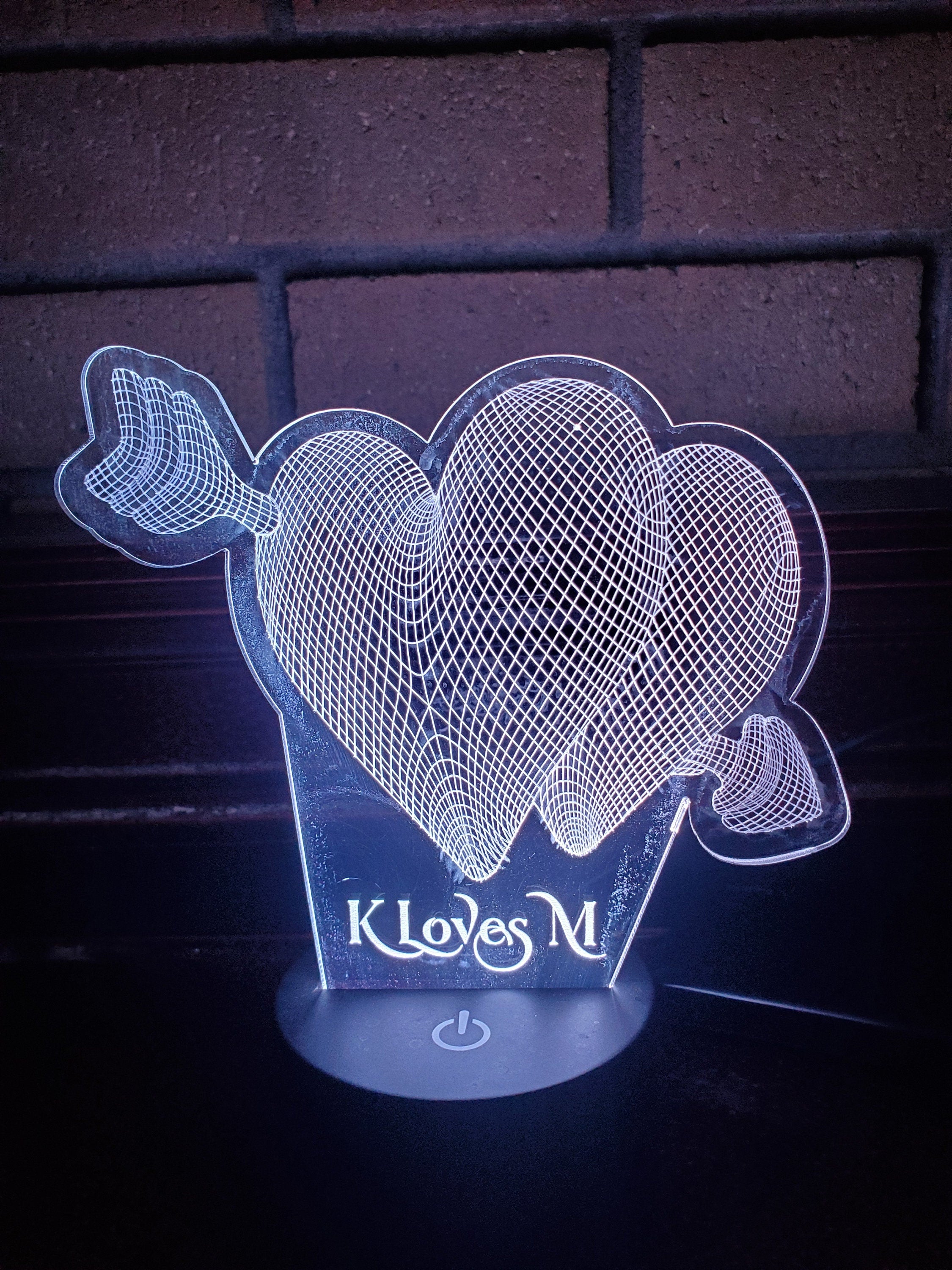 Valentine Heart LED light Personalized, valentines gift, anniversary gift. engagement,valentine gift for him, boyfriend gift