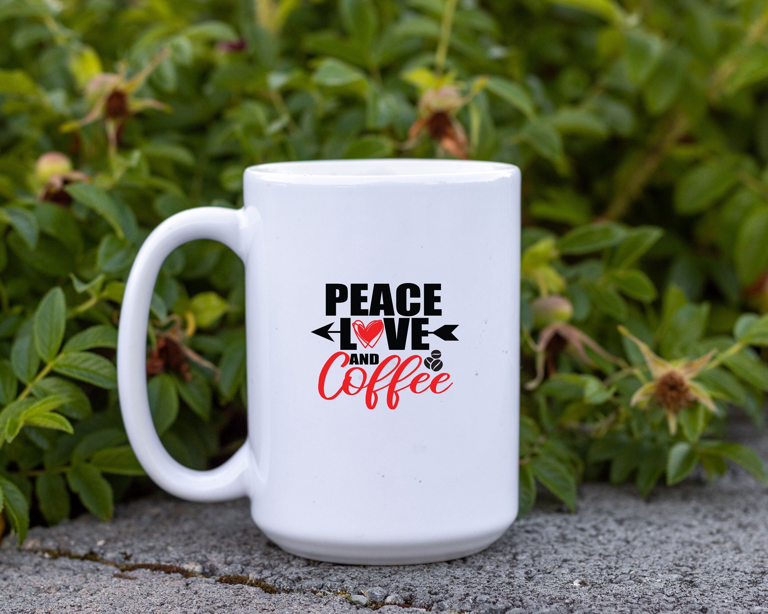 Peace|Love|Coffee Inspirational and Funny Coffee Mug! bohemian mug, coffee lovers gift, peace sign, Love sign, Gift for her, Gift for him