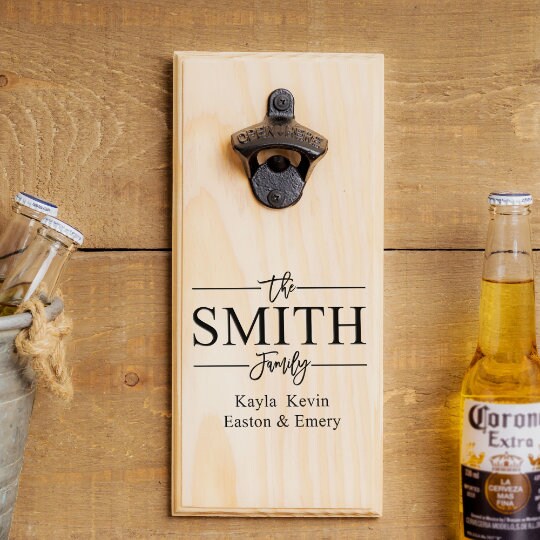 Personalized Wood Bottle Opener, Customize with anything to make a great Gift for Dad, Groomsmen, retirement Friend,Brother or ManCave
