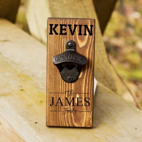 Personalized Wood Bottle Opener, Customize with anything to make a great Gift for Dad, Groomsmen, retirement Friend,Brother or ManCave