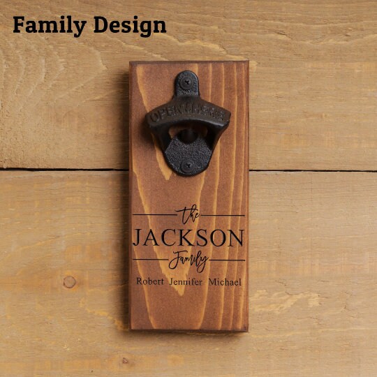 Personalized Wood Bottle Opener, Customize with anything to make a great Gift for Dad, Groomsmen, retirement Friend,Brother or ManCave