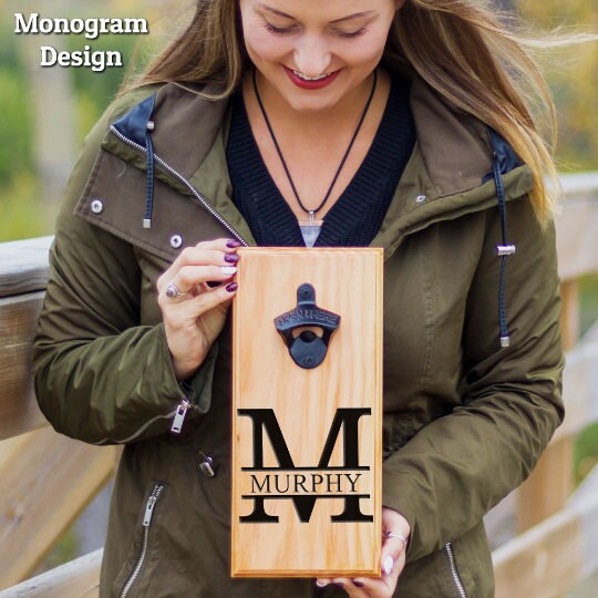 Personalized Wood Bottle Opener, Customize with anything to make a great Gift for Dad, Groomsmen, retirement Friend,Brother or ManCave