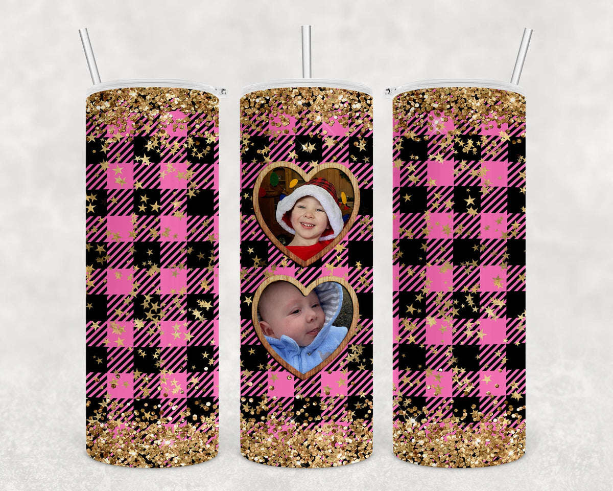 Skinny Tumbler personalized with pictures! 20 oz. water bottle with straw gift for her, grandma daughter, wife, mothers day Birthday gift
