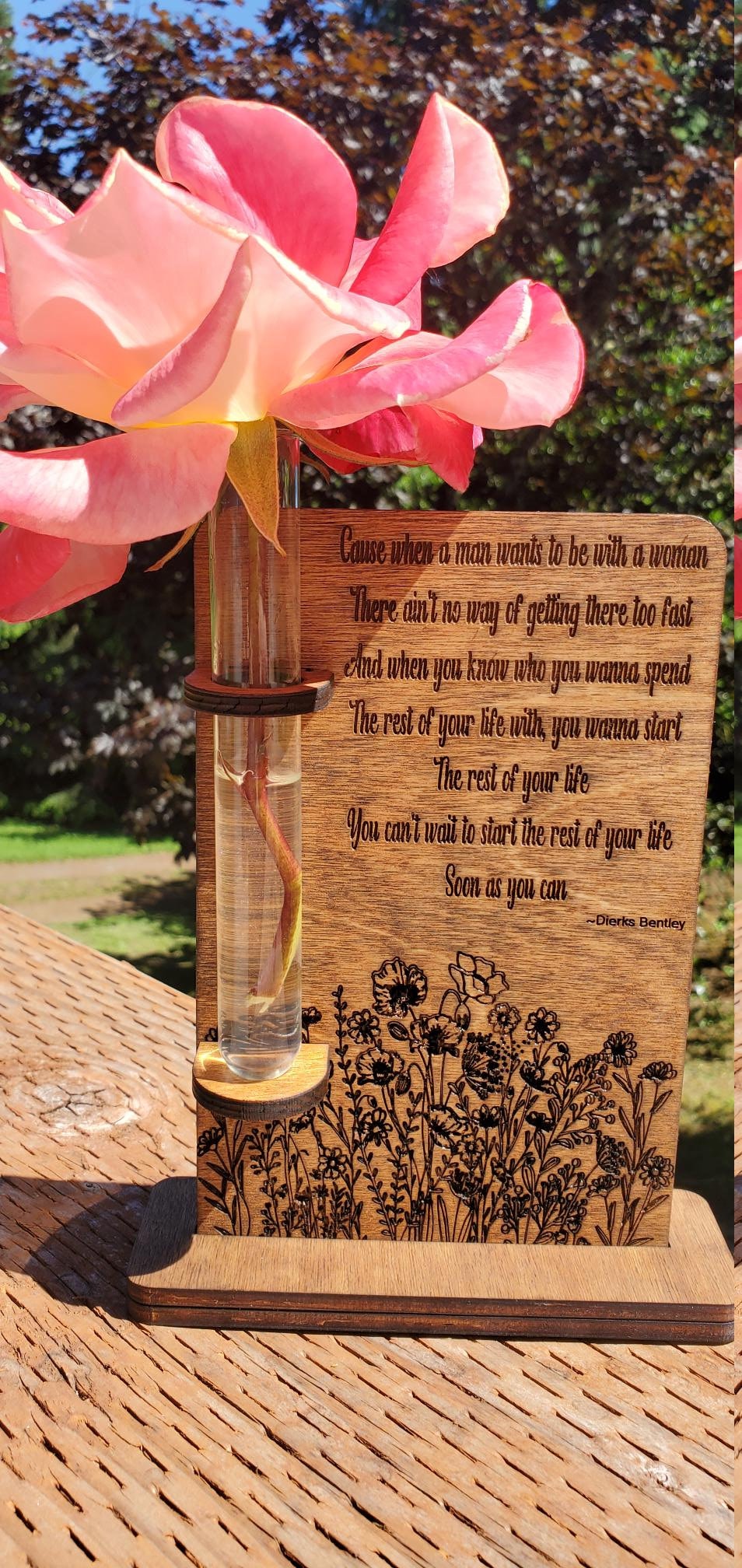 Bud Vase using Test Tube, Personalize with quote, song or picture, Mom gift, Wedding, engagement, pet loss, rainbow bridge, memorial gift,
