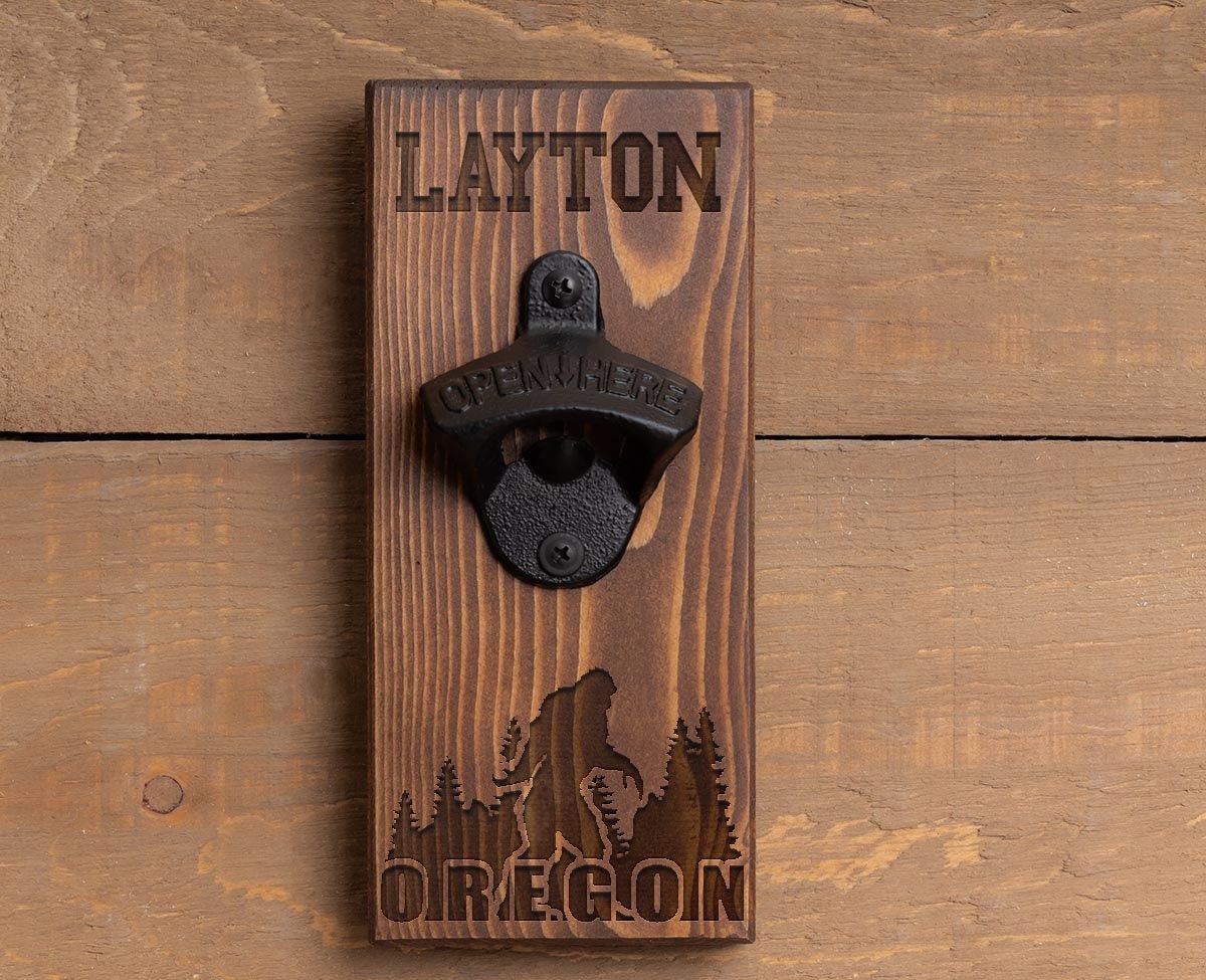Personalized Wood Bottle Opener, Grilling and Drinking Design, Customized for you, Dad, Groomsmen, Groom, Friend, Brother, Sister, Man Cave
