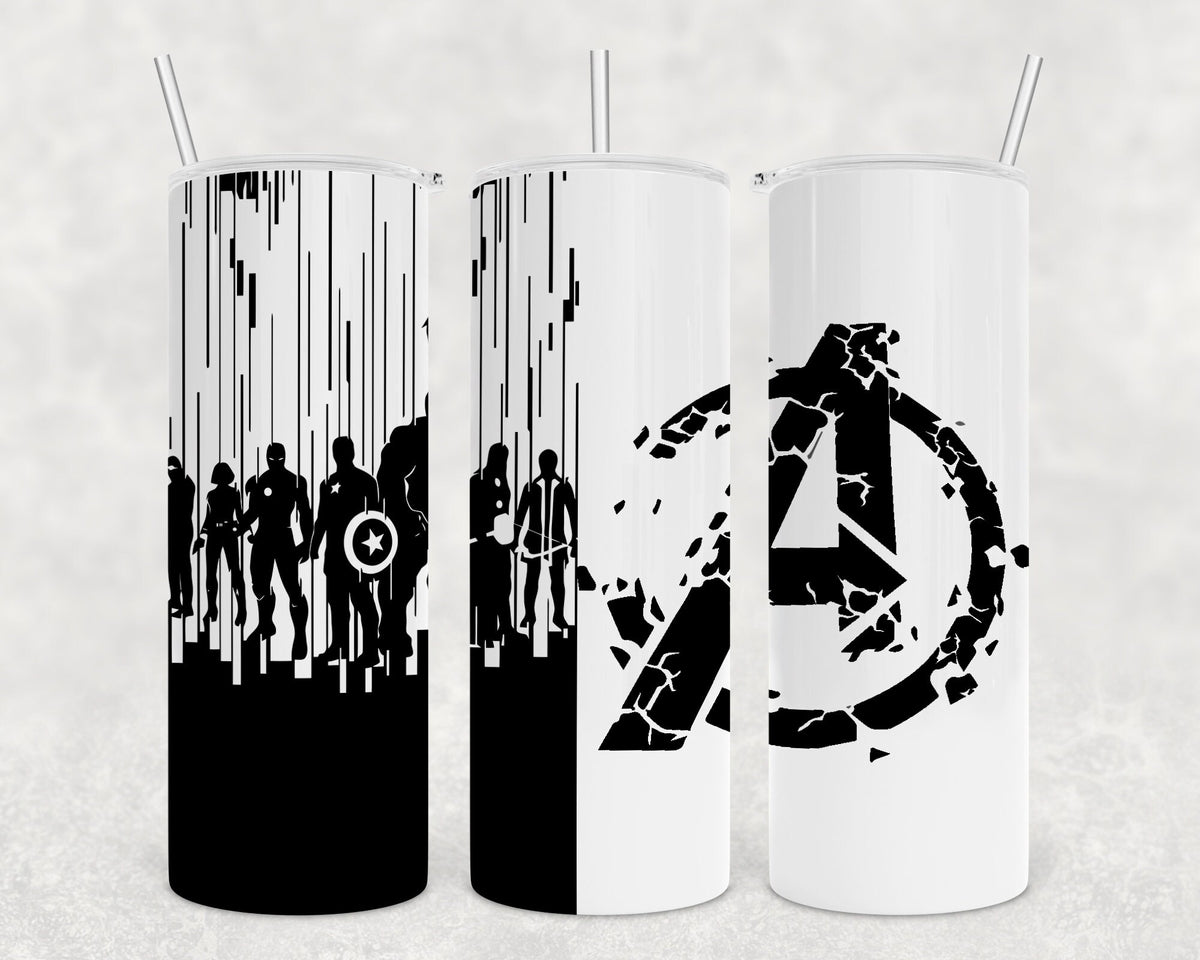 Skinny Tumbler  for Marvel Lovers, Avengers themed, 20 oz tumbler