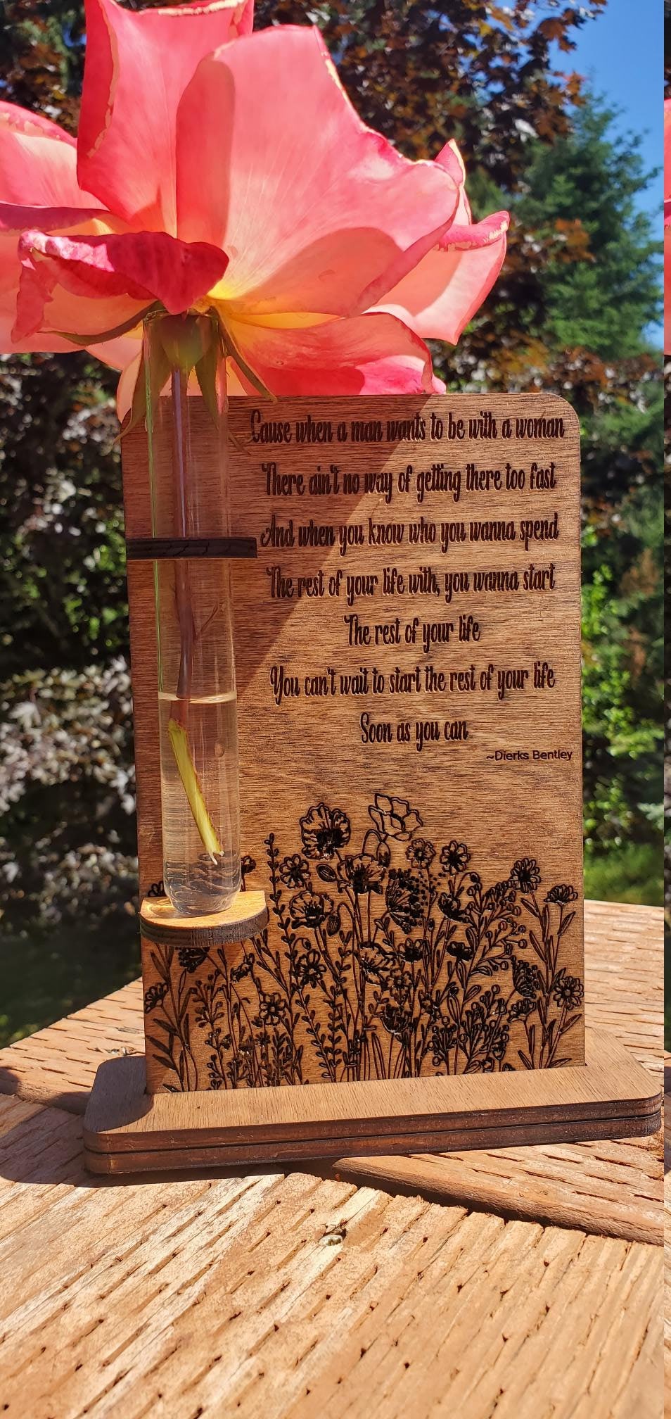 Bud Vase using Test Tube, Personalize with quote, song or picture, Mom gift, Wedding, engagement, pet loss, rainbow bridge, memorial gift,