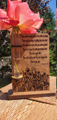 Bud Vase using Test Tube, Personalize with quote, song or picture, Mom gift, Wedding, engagement, pet loss, rainbow bridge, memorial gift,