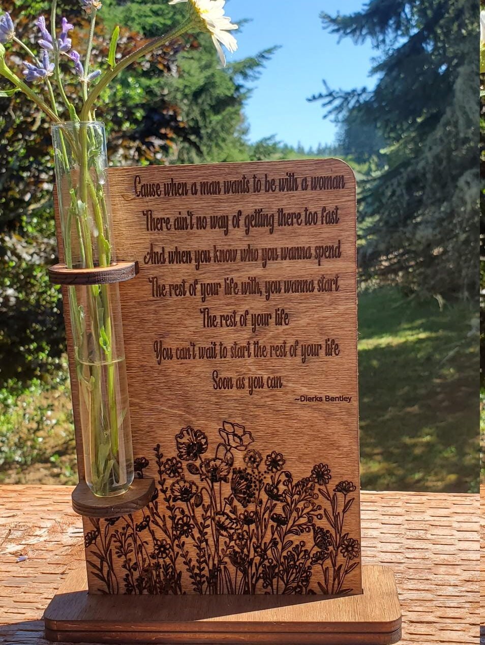 Unique Bud Vase Personalized with quote, song or picture, gift, Wedding, engagement, pet loss, Birthday, rainbow bridge, memorial gift,